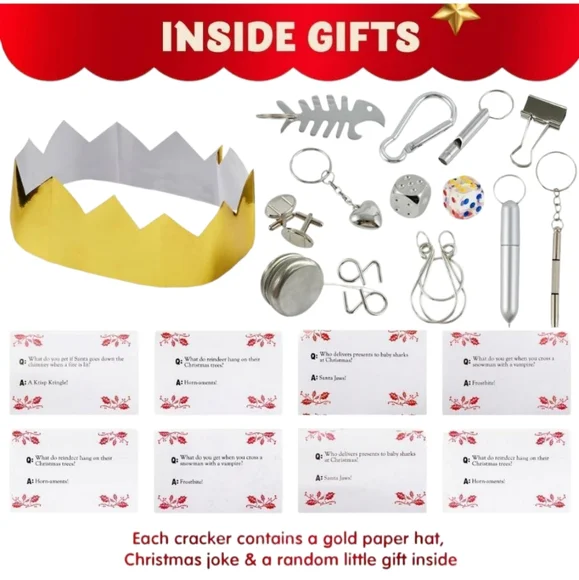 🎄 Festive Christmas Party Crackers - Red and Green - Picture 3 of 5